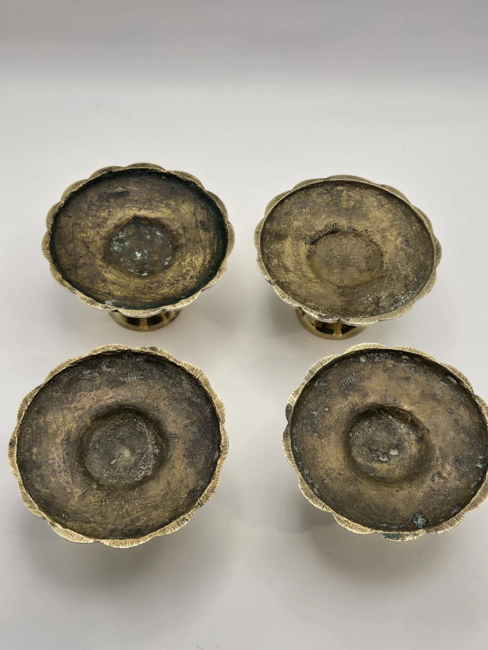 Brass Floral Engraved Candle Holders - Set of 4